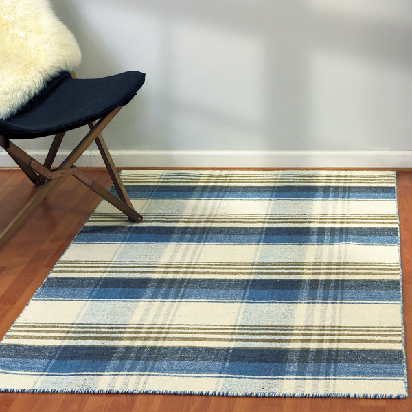 August Grove® Pickering Handmade Flatweave Blue/Beige/Brown Rug